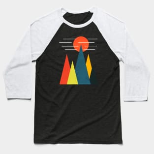 Minimalist Abstract Nature Art #38 Linear and Colorful Mountains Baseball T-Shirt